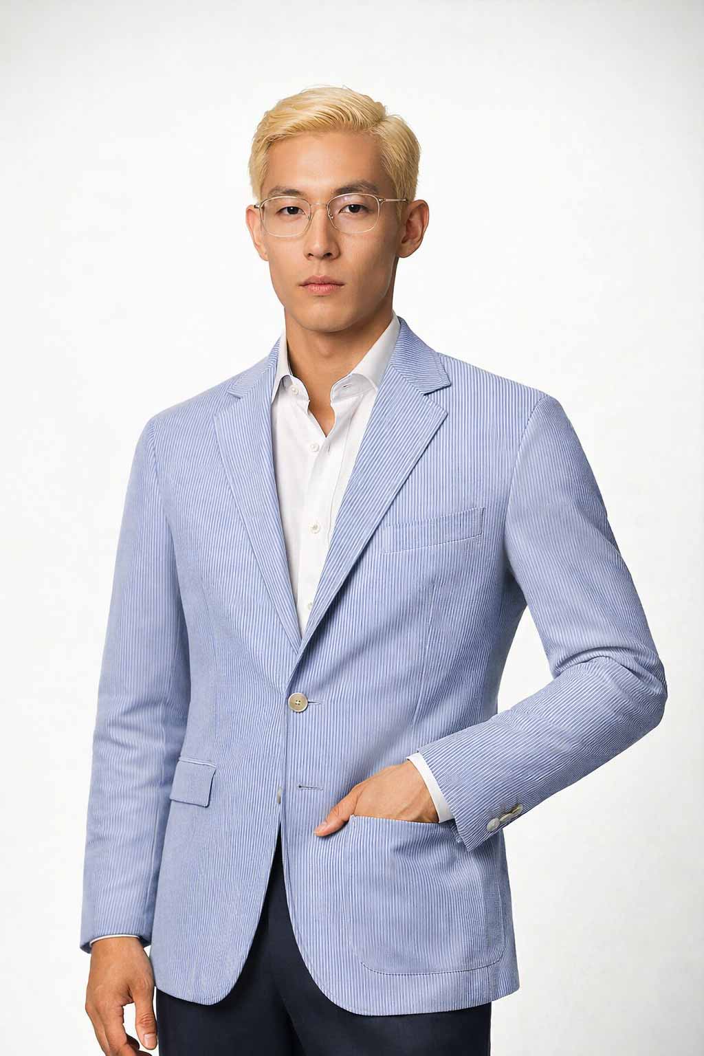 Brent Pinstripe Jacket - Aqua